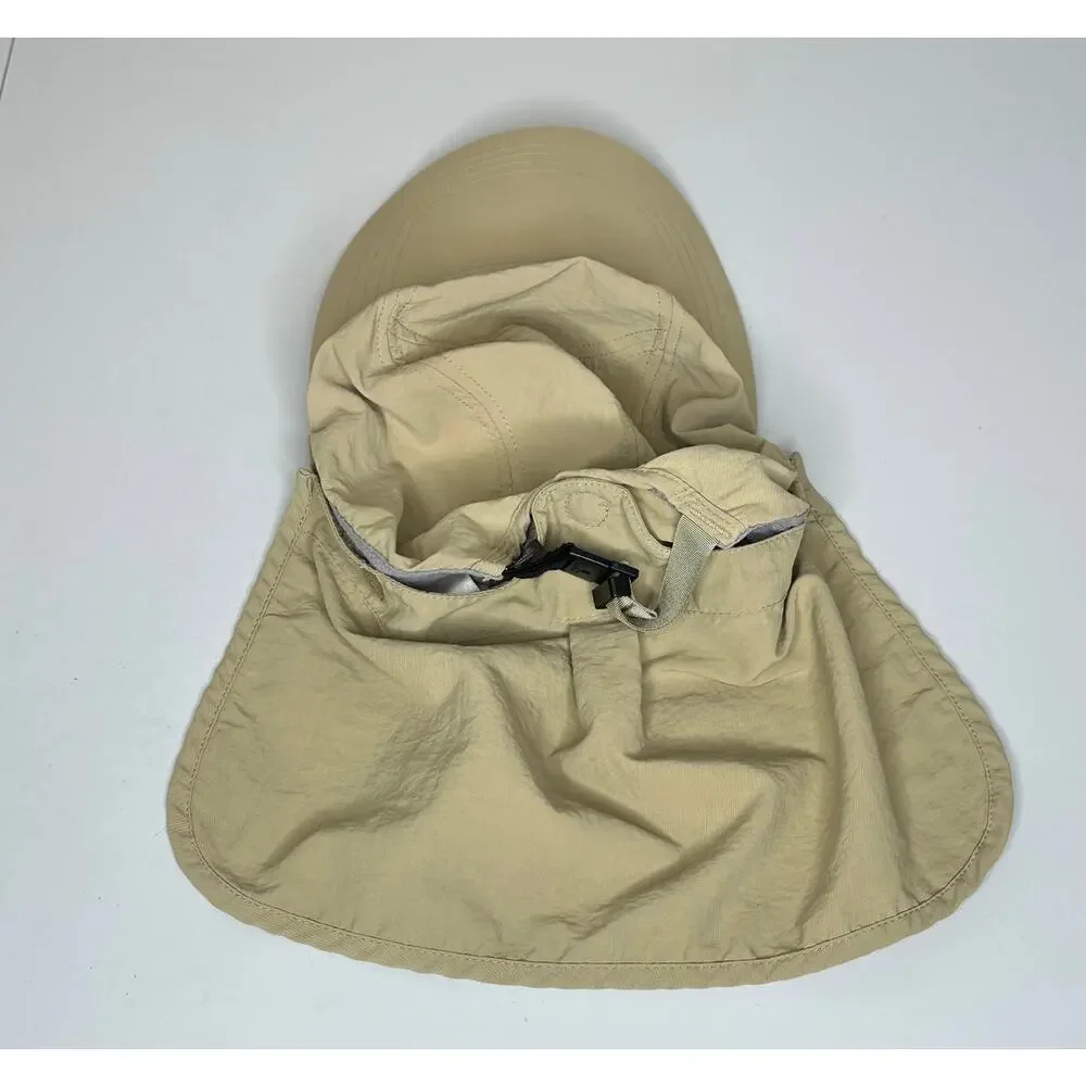 Patagonia Bimini Cap Neck Flap Sun Hat UPF 50 Fishing Cream Black Mens Small